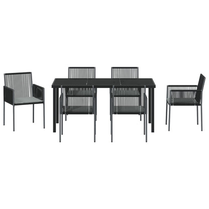 Set Van 4 Zwart, Lichtgrijs Pe Rattan, Schuim, Stof