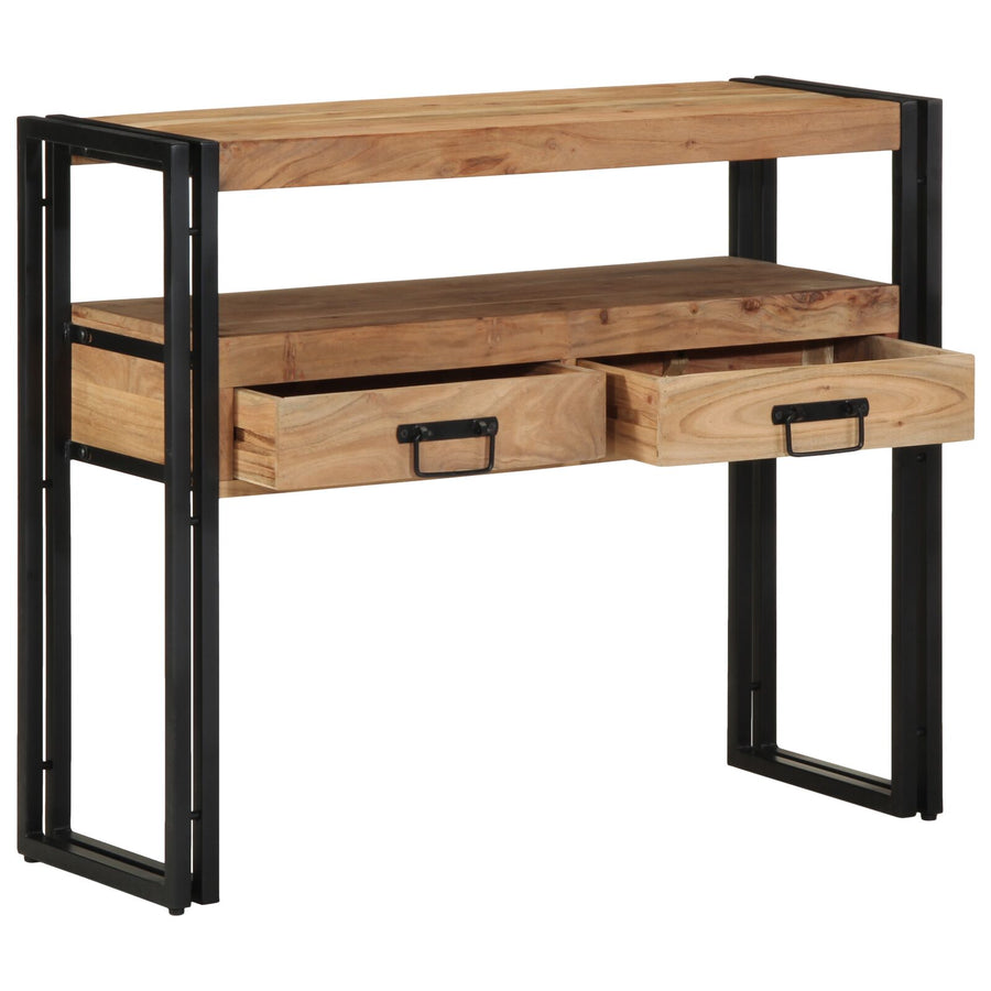 Console Tafel Zwart En Metaal 90 x 33 x 75 cm Massief acaciahout