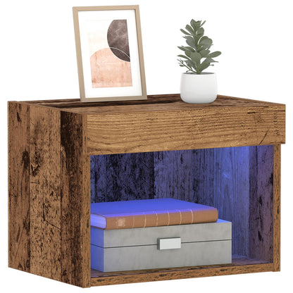 Wandkast Met Led-Verlichting Oud Hout 40X30X30 Cm