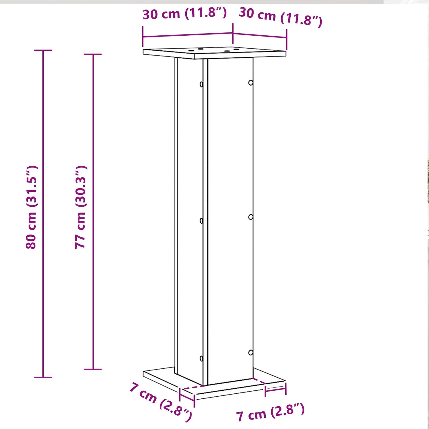 Plantenstandaard 2 Stuks Bewerkt Hout 30 x 30 x 80 cm Zwart eiken
