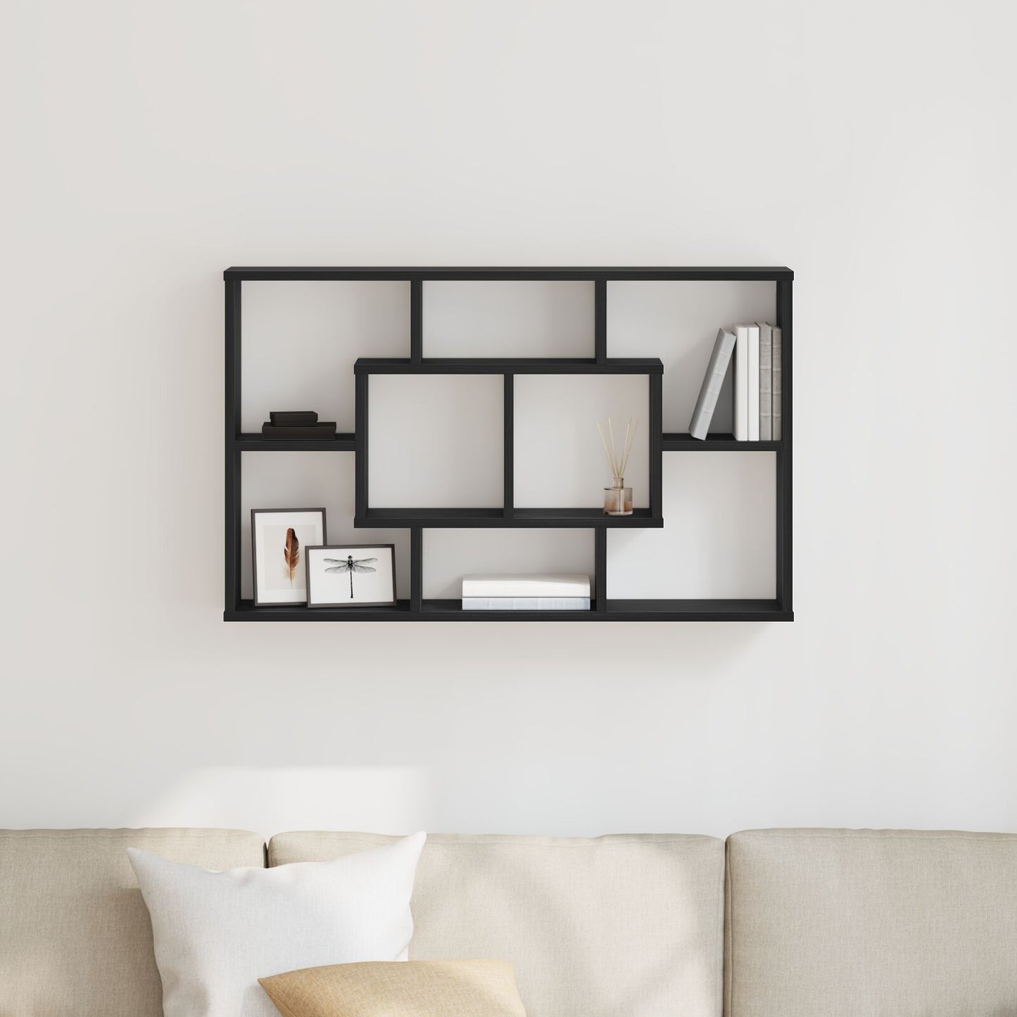 Wandplank - Zwart Eiken, 85 X 16 X 52,5 Cm, Gemaakt Van Gelaagd Hout