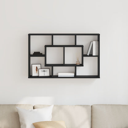 Wandplank - Zwart Eiken, 85 X 16 X 52,5 Cm, Gemaakt Van Gelaagd Hout