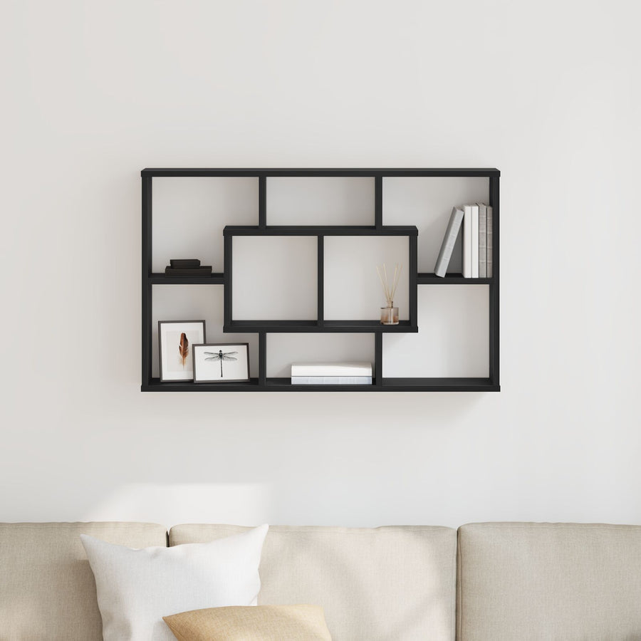 Wandplank - Zwart Eiken, 85 X 16 X 52,5 Cm, Gemaakt Van Gelaagd Hout