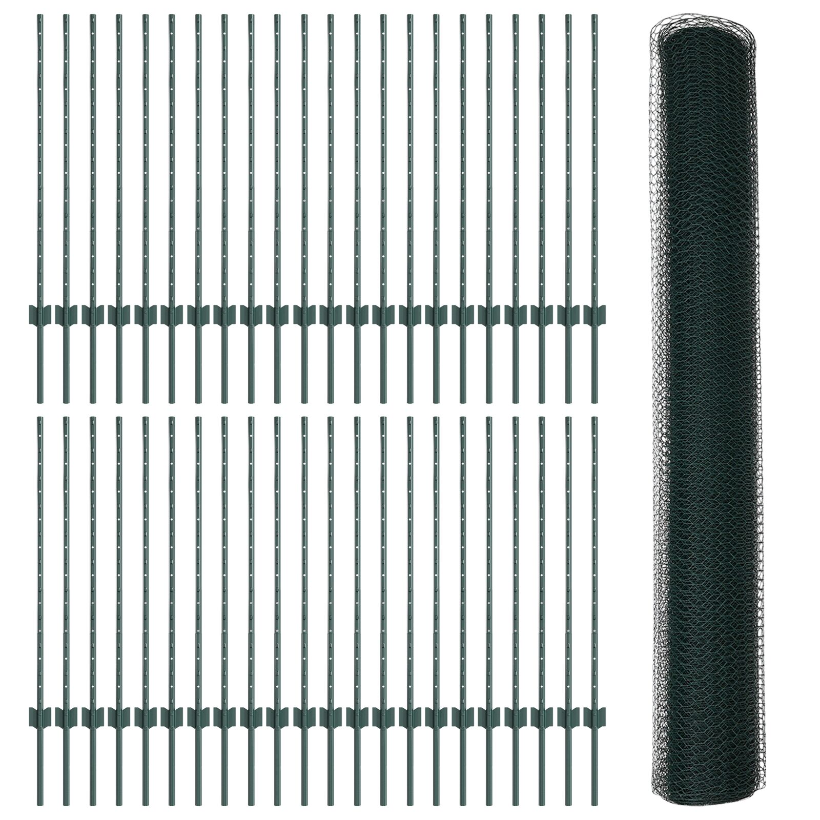 Omheining Palen 11 Stuks U-Channel Groen 100 Cm Staal,  Hexagonale Omheining Groen 1X100 M Staal