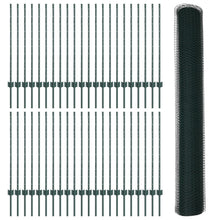 Omheining Palen 11 Stuks U-Channel Groen 100 Cm Staal,  Hexagonale Omheining Groen 1X100 M Staal