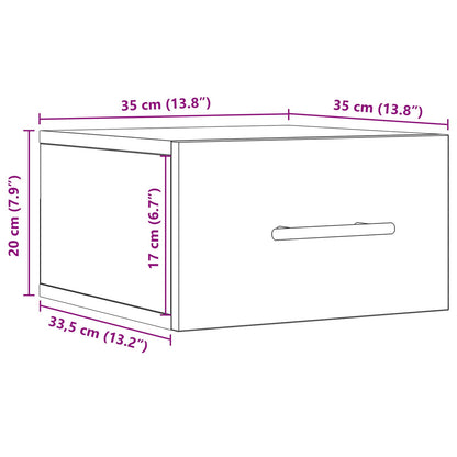 Nachtkasten 2 Stuks Wandgemonteerd Artisan Eiken 35X35X20 Cm Zwart Eiken