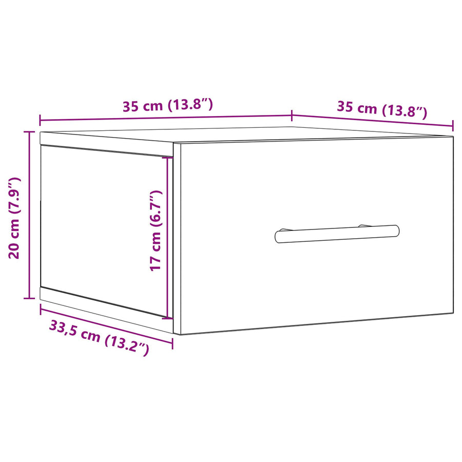 Nachtkasten 2 Stuks Wandgemonteerd Artisan Eiken 35X35X20 Cm Zwart Eiken