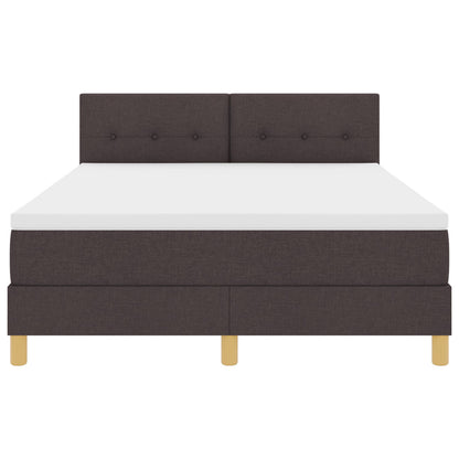 Boxspringbed Met Matras Stof Donkerbruin 140 x 200 cm Knoop-geplooid