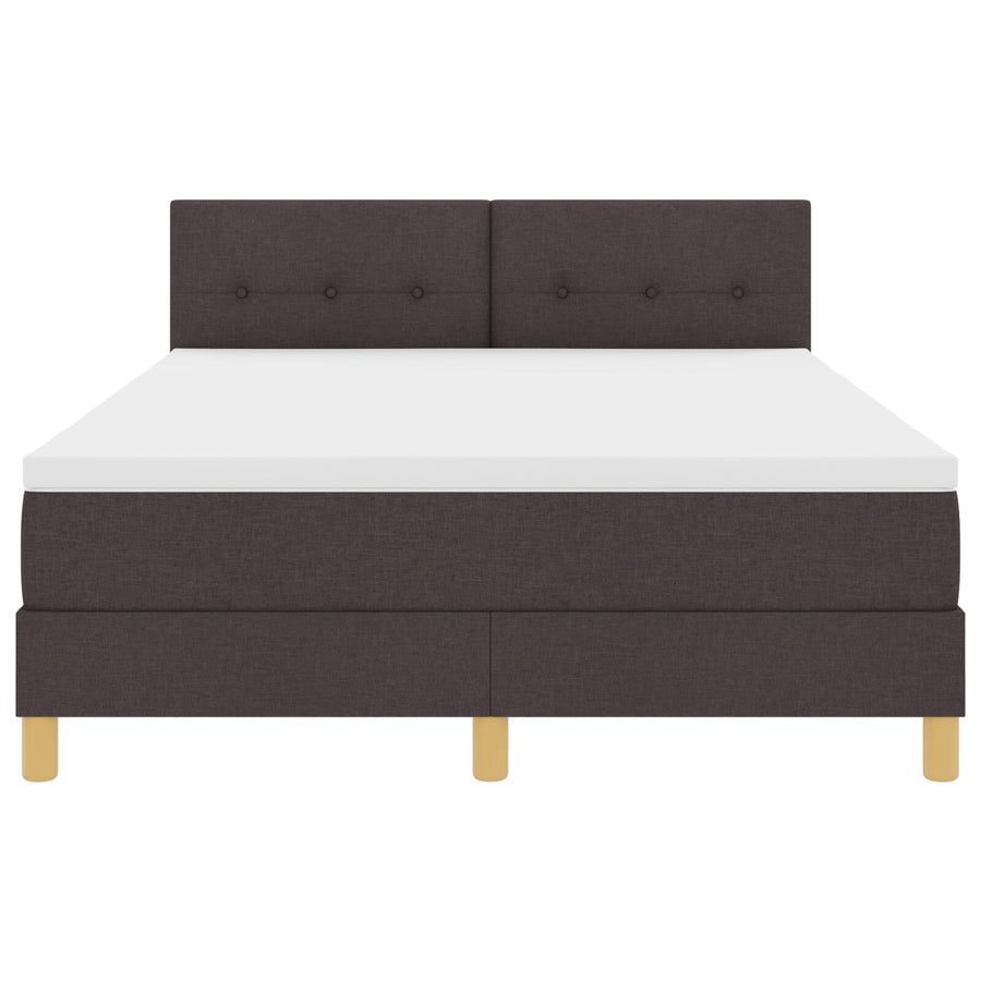 Boxspringbed Met Matras Stof Donkerbruin 140 x 200 cm Knoop-geplooid