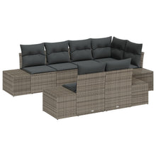 7-Delige Tuinsofa Set Met Kussens Grijze Poly Rattan
