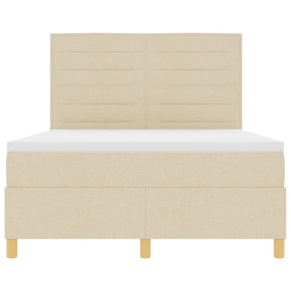 Boxspringbed Met Matras Crème 140X190 Cm Stof Blauw