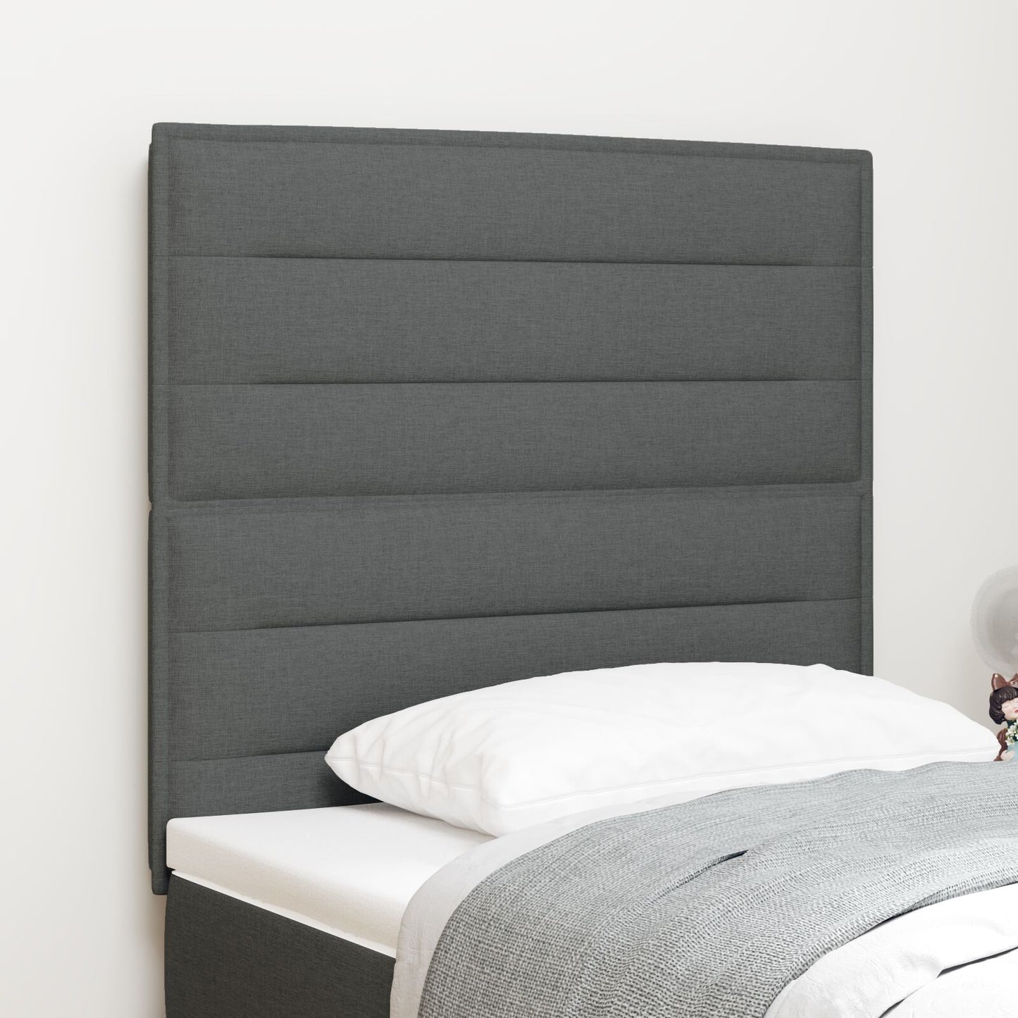 Hoofdbord Stof Rechthoekig Modern Donkergrijs 80 cm Hoog hoofdbord