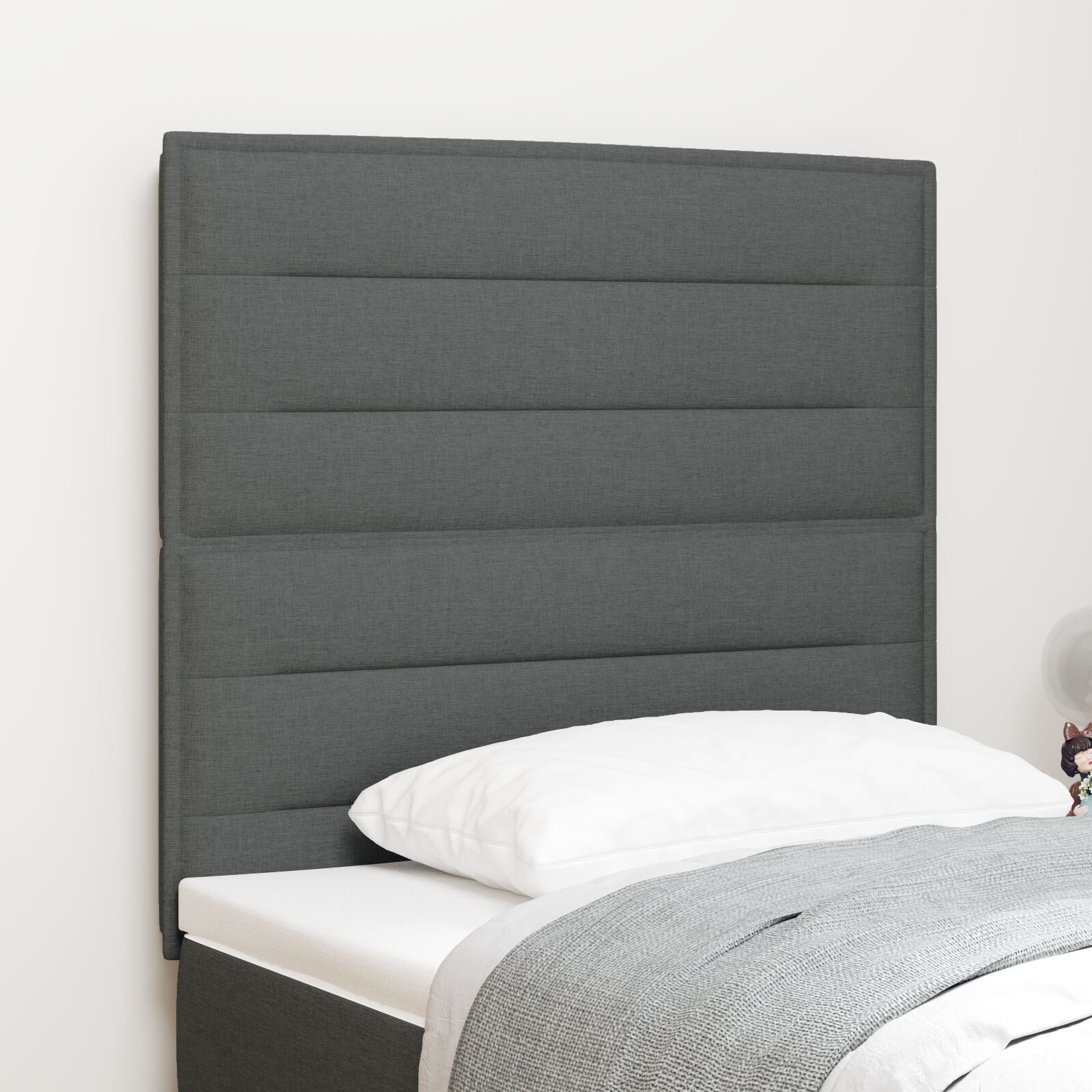 Hoofdbord Stof Rechthoekig Modern Donkergrijs 80 cm Hoog hoofdbord