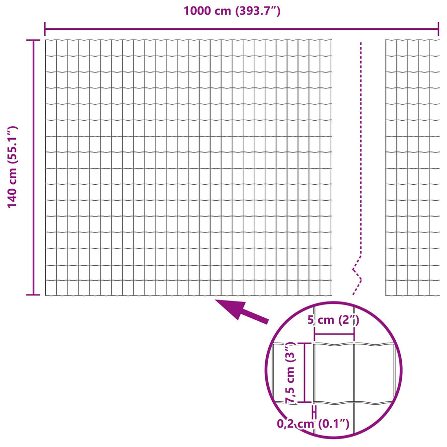 Euro Hek Met 5 U-Posts Groen 1.4X10 M Staal