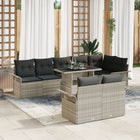 Garden Sofa Set with Cushion 9 pcs Light Grey Poly Rattan