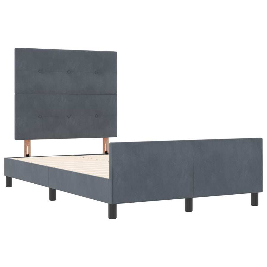 Bedframe Donkergrijs 120X190 Cm Fluweel Crème
