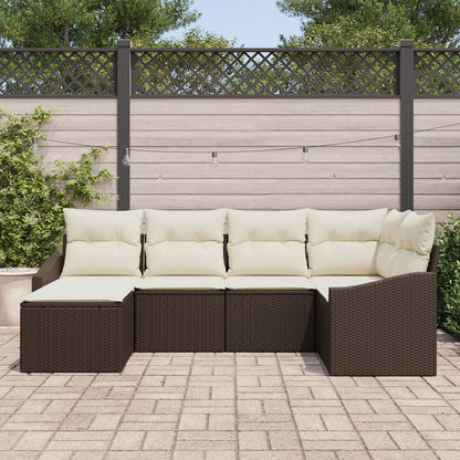 Tuin Eetset Set Van 6 Bruin Synthetisch Wicker