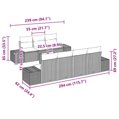 8-Delige Tuin Sofa Set Met Kussens Beige Poly Rattan