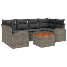 7 Delige Tuin Sofa Set Met Kussens Grijs Poly Rattan Acacia