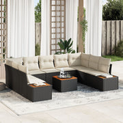 Loungeset poly rotan zwart 6 personen