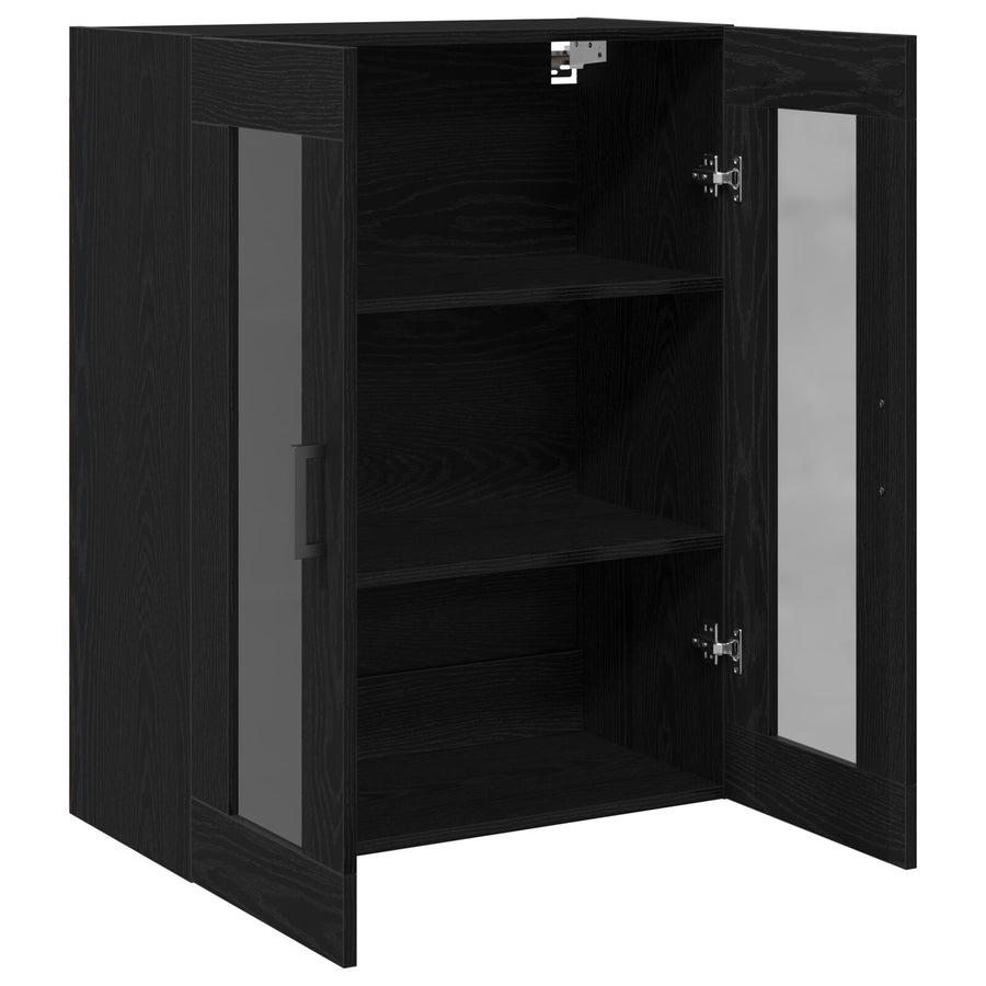 Wandkast Met Glazen Deuren Zwart Eiken 69.5X34X90 Cm