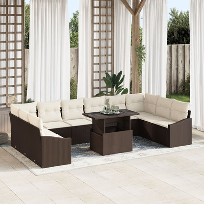 Tuin Sofa Set Set Van 11 Beige Rattan Tuin Sofa Set Rechthoekig