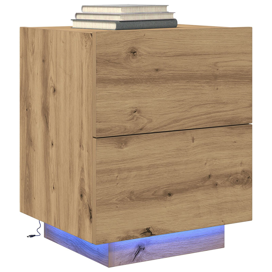 Nachtkastjes Met Led-Verlichting 2 Stuks Artisan Eiken 45X40X55 Cm