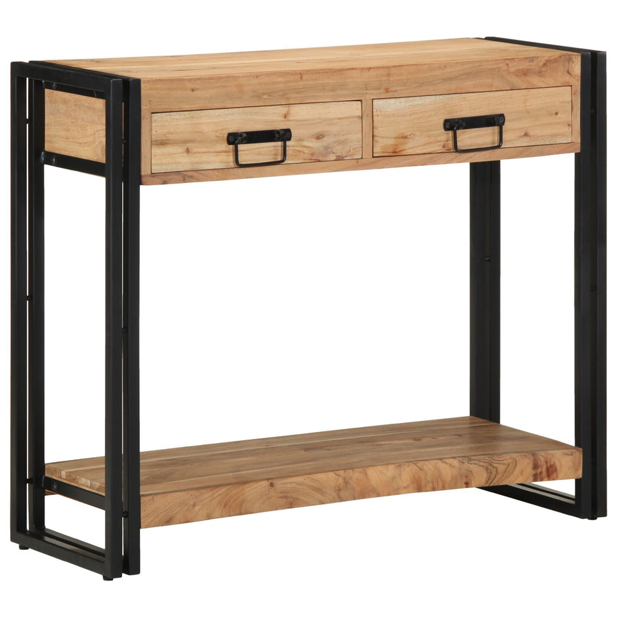Consoletafel Zwart 90X33X75 Cm En Metaal 90 cm Massief acaciahout