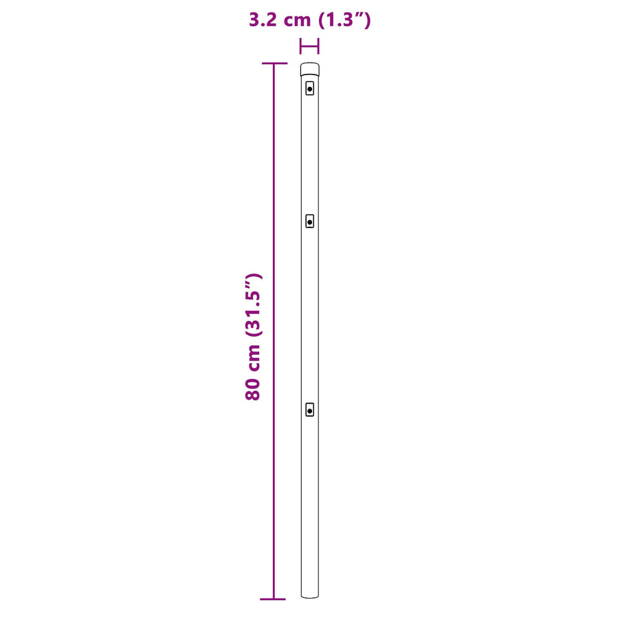 Fence Posts 26 Stuks Ø32 Mm Gegalvaniseerd Staal 80 cm 26x post