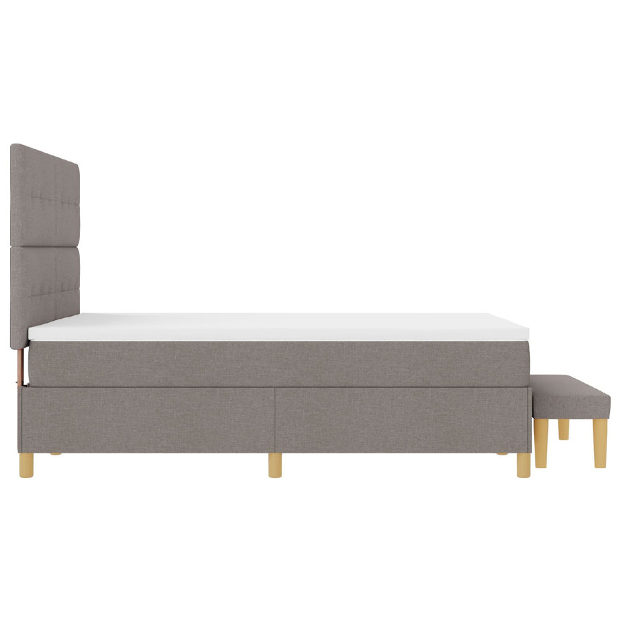 Boxspringbed Met Matras & Bank Stof Taupe 140 x 200 cm Knopge tuft