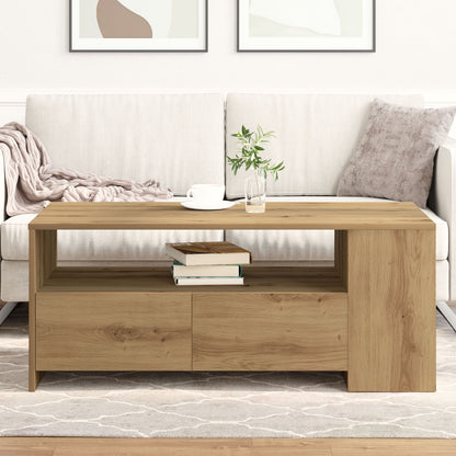 Salontafel - Artisan Eiken - 102X55X43,5 Cm - Gemaakt Van Verwerkt Hout