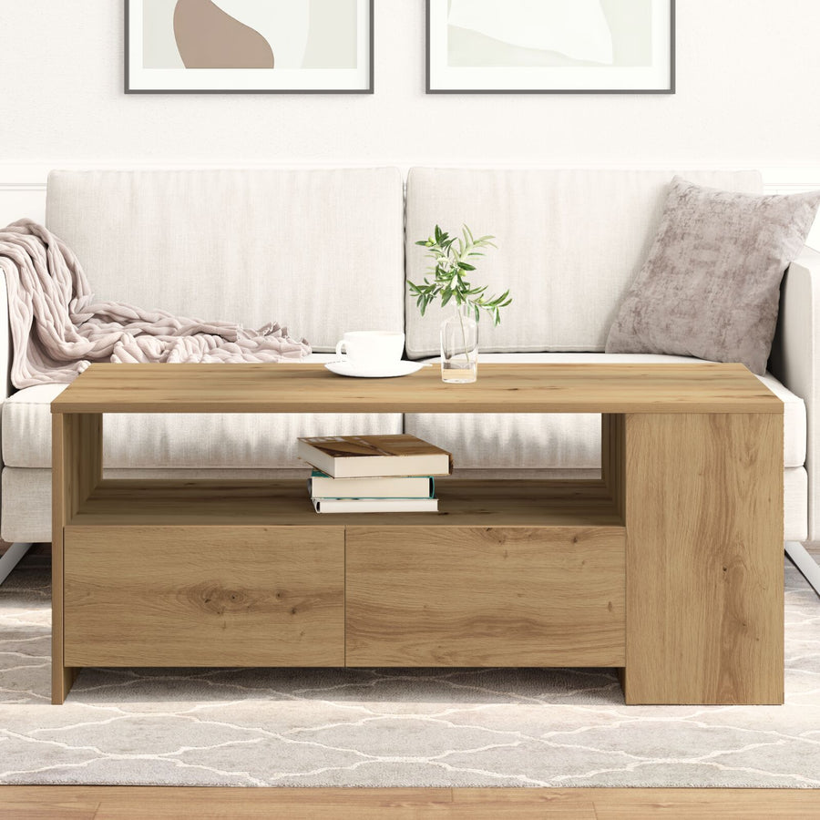 Salontafel - Artisan Eiken - 102X55X43,5 Cm - Gemaakt Van Verwerkt Hout