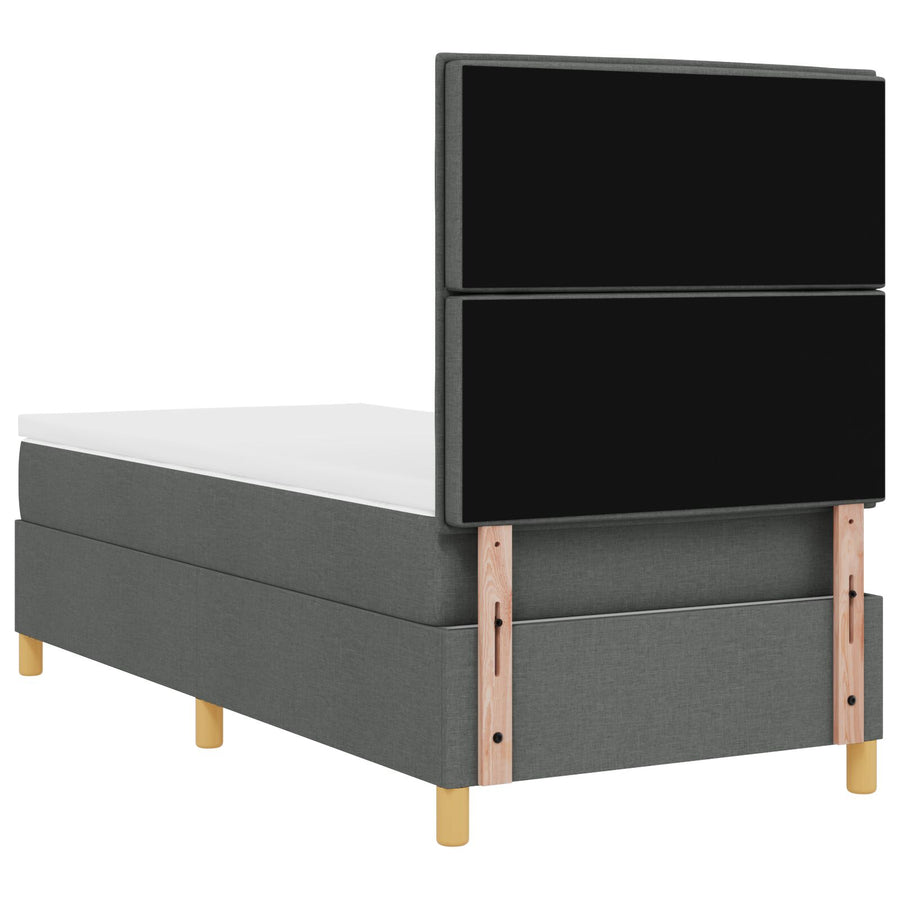 Boxspringbed Met Matras Donkergrijs 100X200 Cm Stof Blauw