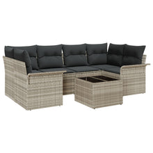 7 Delige Tuin Sofa Set Met Kussens Lichtgrijs Poly Rattan