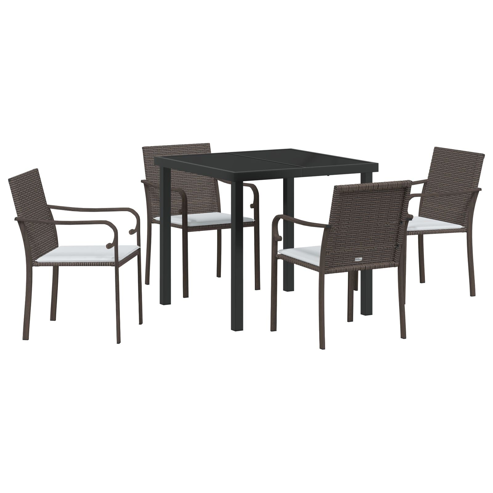 5-Delige Tuinset Met Kussens Poly Rattan 4-Zitter Bruin 80 cm