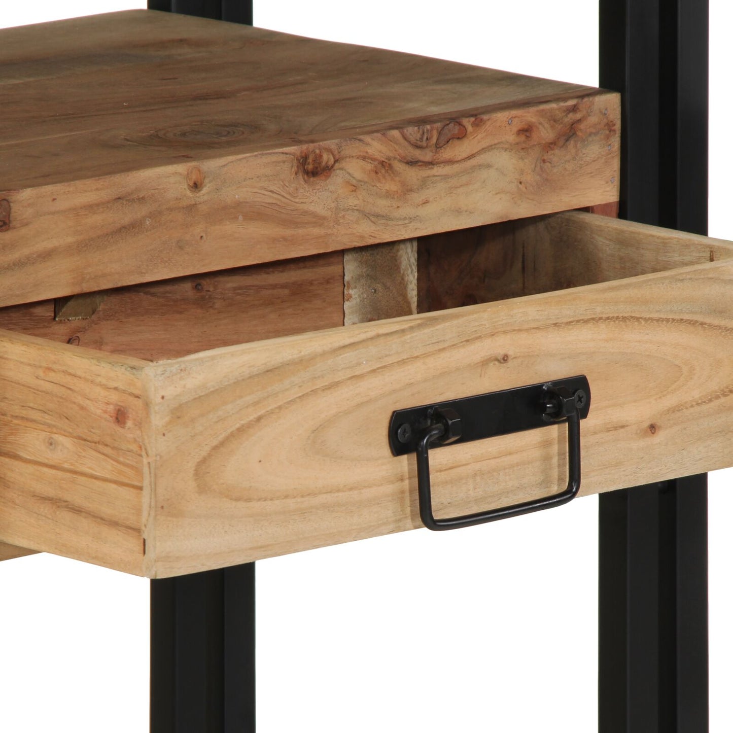 Console Tafel Zwart En Metaal 90 x 33 x 75 cm Massief acaciahout