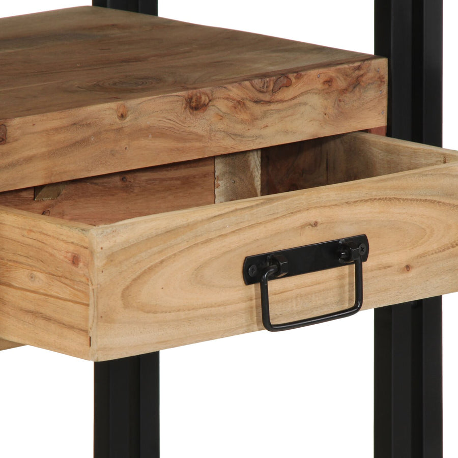 Console Tafel Zwart En Metaal 90 x 33 x 75 cm Massief acaciahout