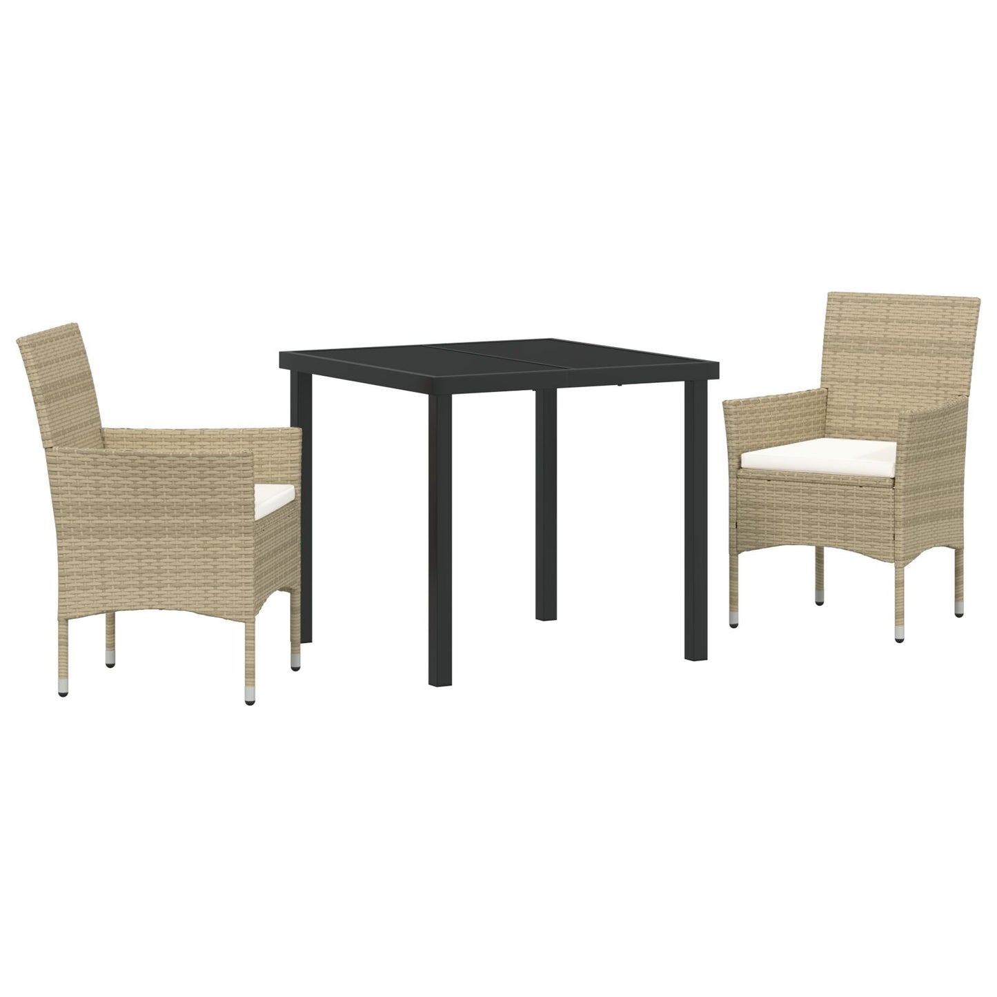 3-Delige Tuin Eetset Beige Poly Riet