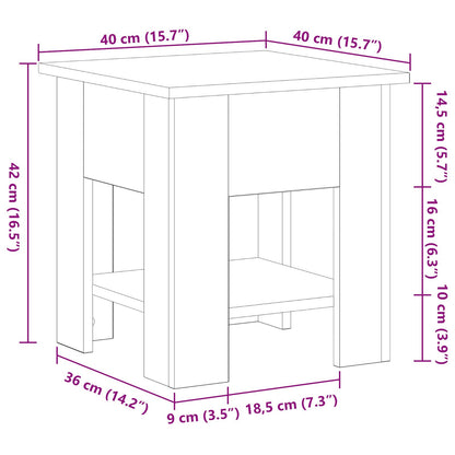 Salontafel Zwart Eiken 40X40X42 Cm Bewerkt Hout