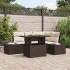 Tuinset poly rattan 5 delig bruin crème