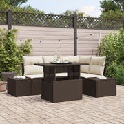 Tuinset poly rattan 5 delig bruin crème