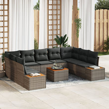 10-Delige Tuin Sofa Set Met Kussens Grijs Poly Rattan Acacia