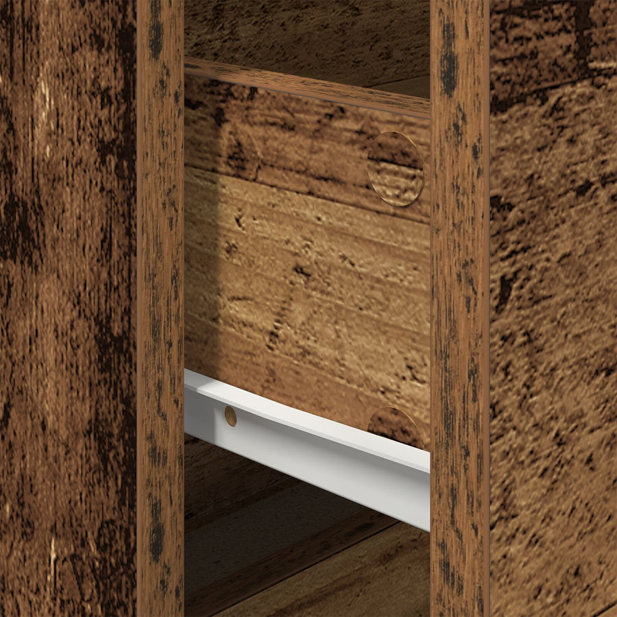 Nachtkastjes Met Led-Verlichting 2 Stuks Wandgemonteerd Oud Hout Oude hout
