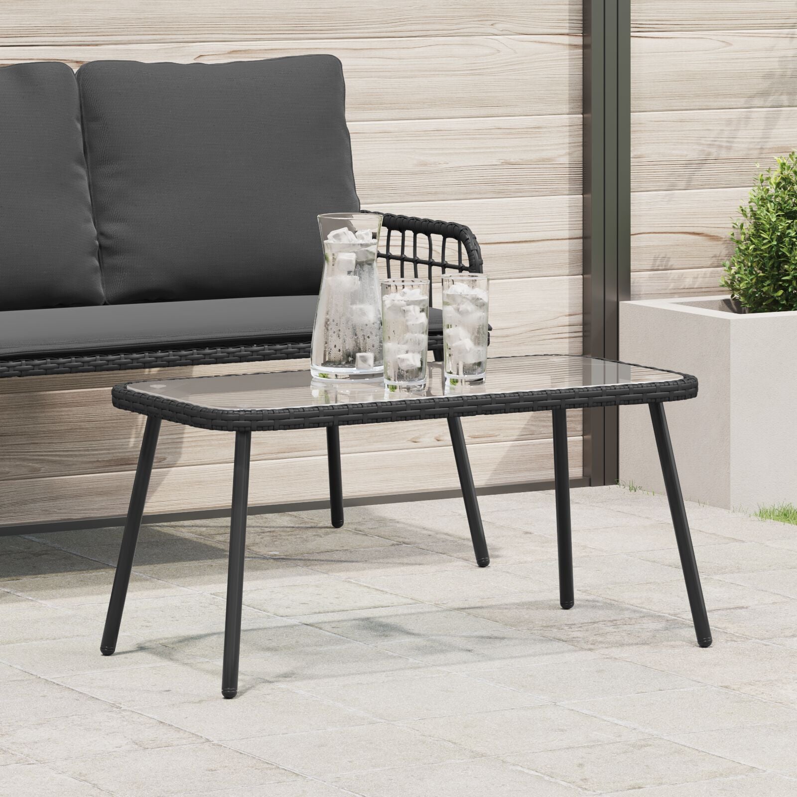Salontafel 90X45X42 Cm Poly Rattan Zwart