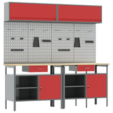 8-Delige Werkbank Set Rood Staal