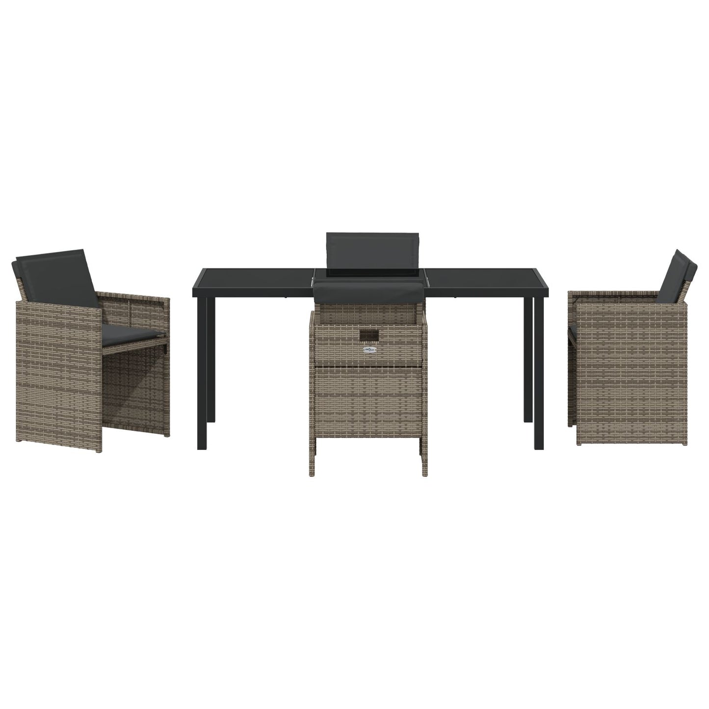 5-Delige Tuin Eetset Met Kussens Grijs Poly Rattan