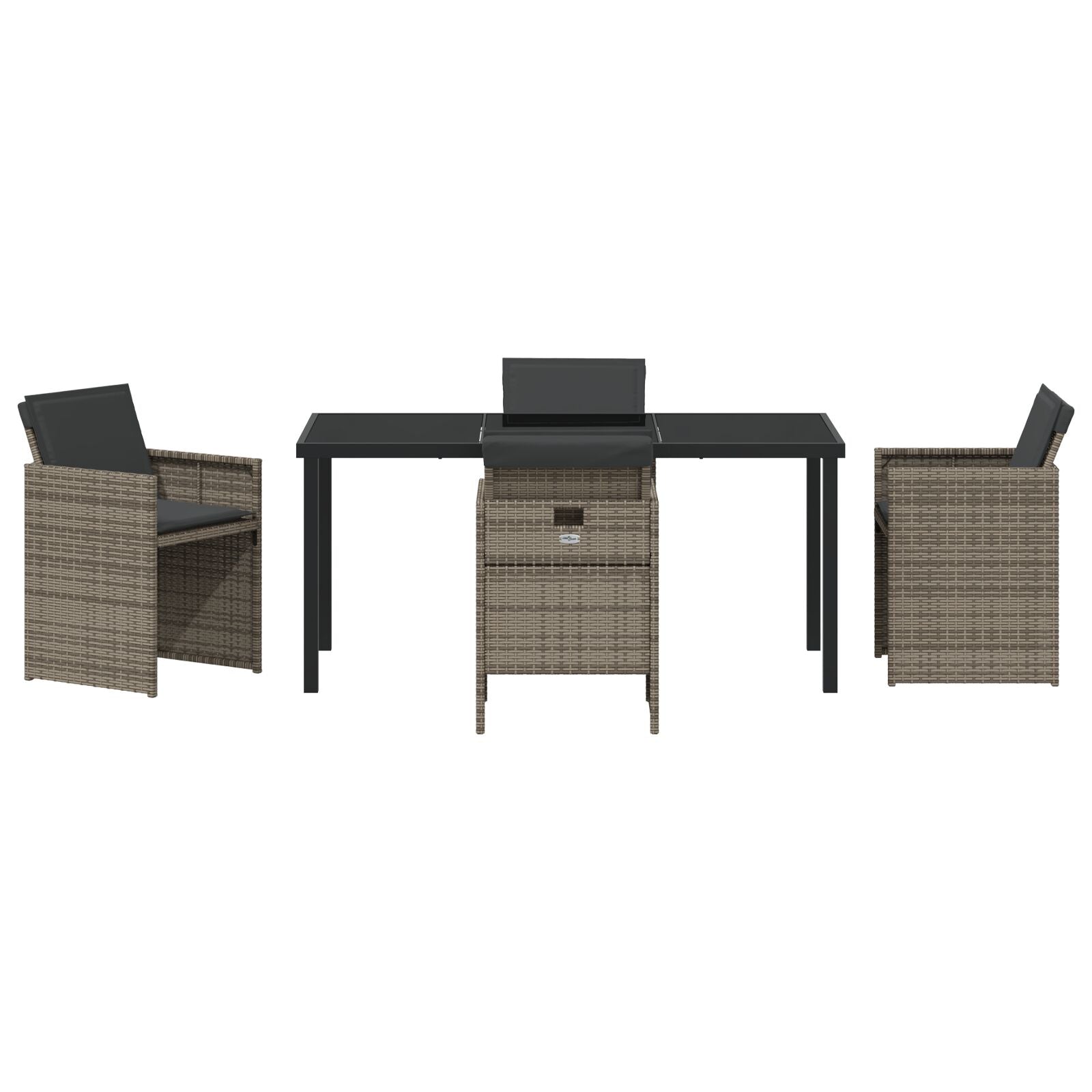 5-Delige Tuin Eetset Met Kussens Grijs Poly Rattan