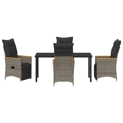 5 Delige Tuin Eetset Met Kussens Grijs Poly Rattan