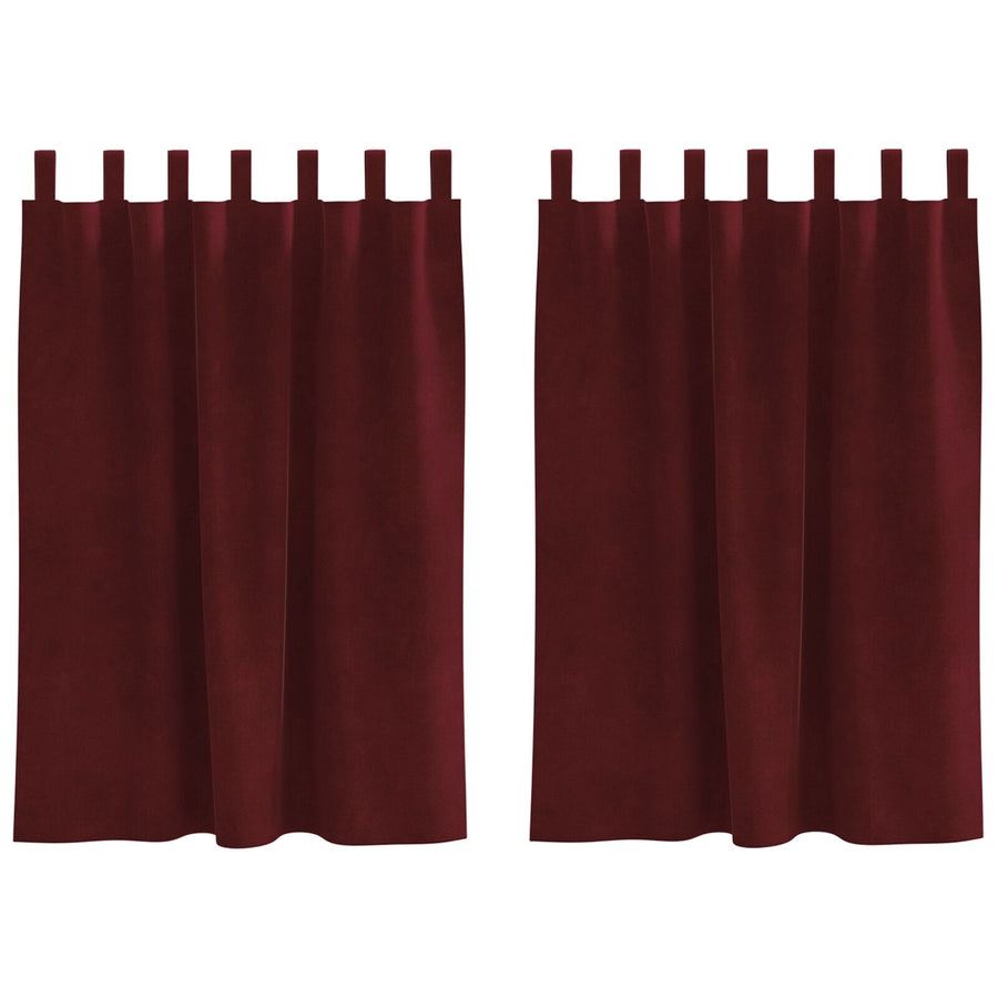 Zwarte Verduisteringsgordijnen 2 Stuks Fluweel Wijnrood 140 x 140 cm met hanglussen
