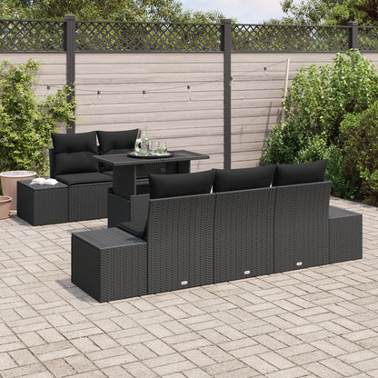 Tuin Sofa Set Set Van 6 Zwart Polyethyleen Rattan Tuin Sofa Set